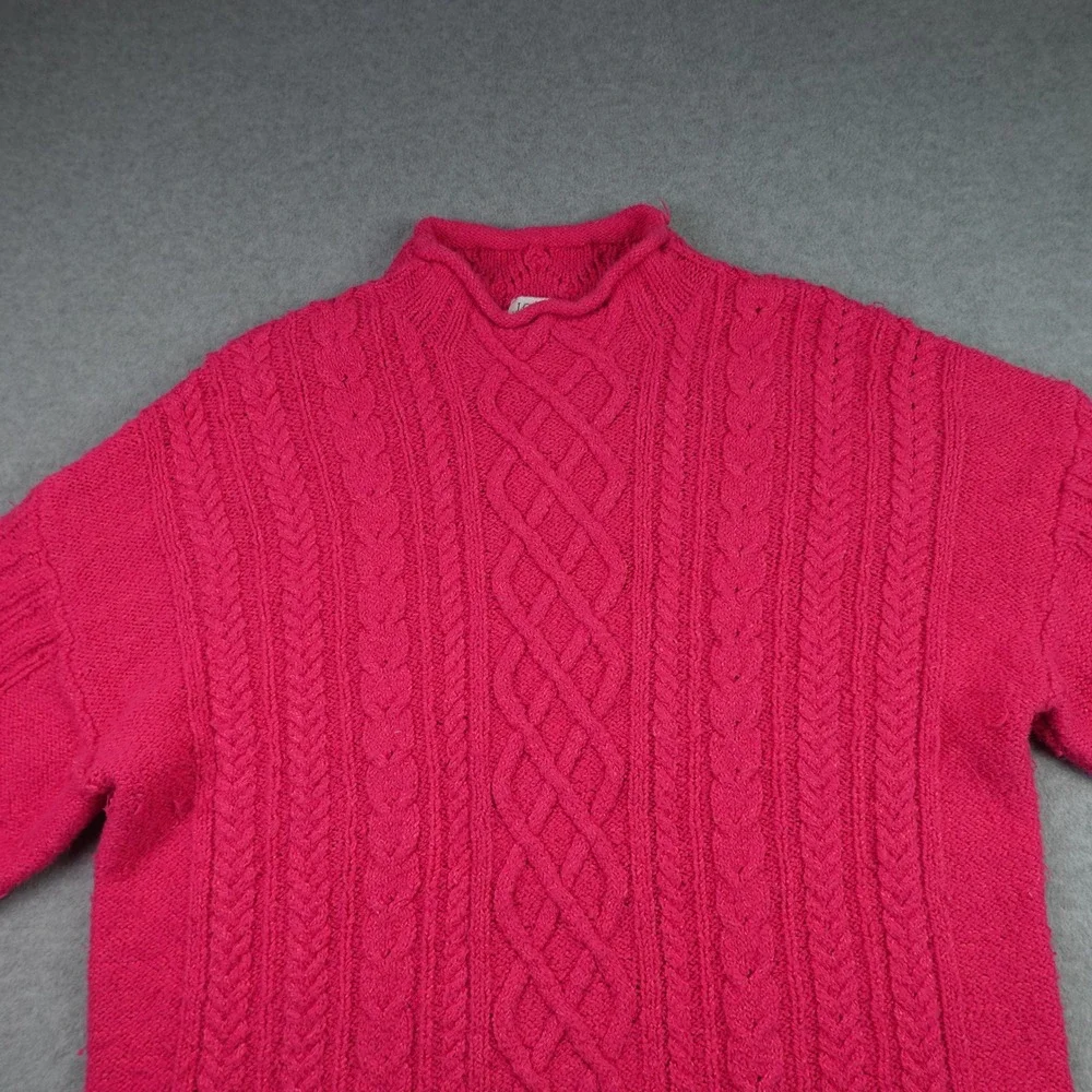 J. Crew Sweater Womens XL Pink Cable Knit Preppy Pullover Mock Neck Chunky